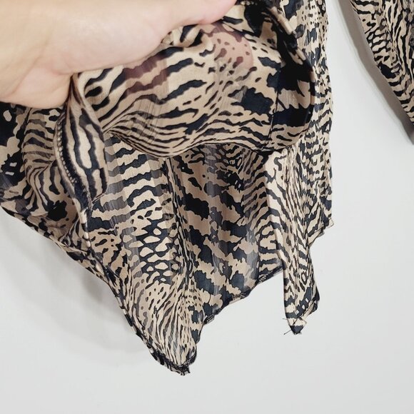 Tango Mango Women's Black & Tan Leopard Print Collared Button Down Shirt Size XS - Picture 4 of 11